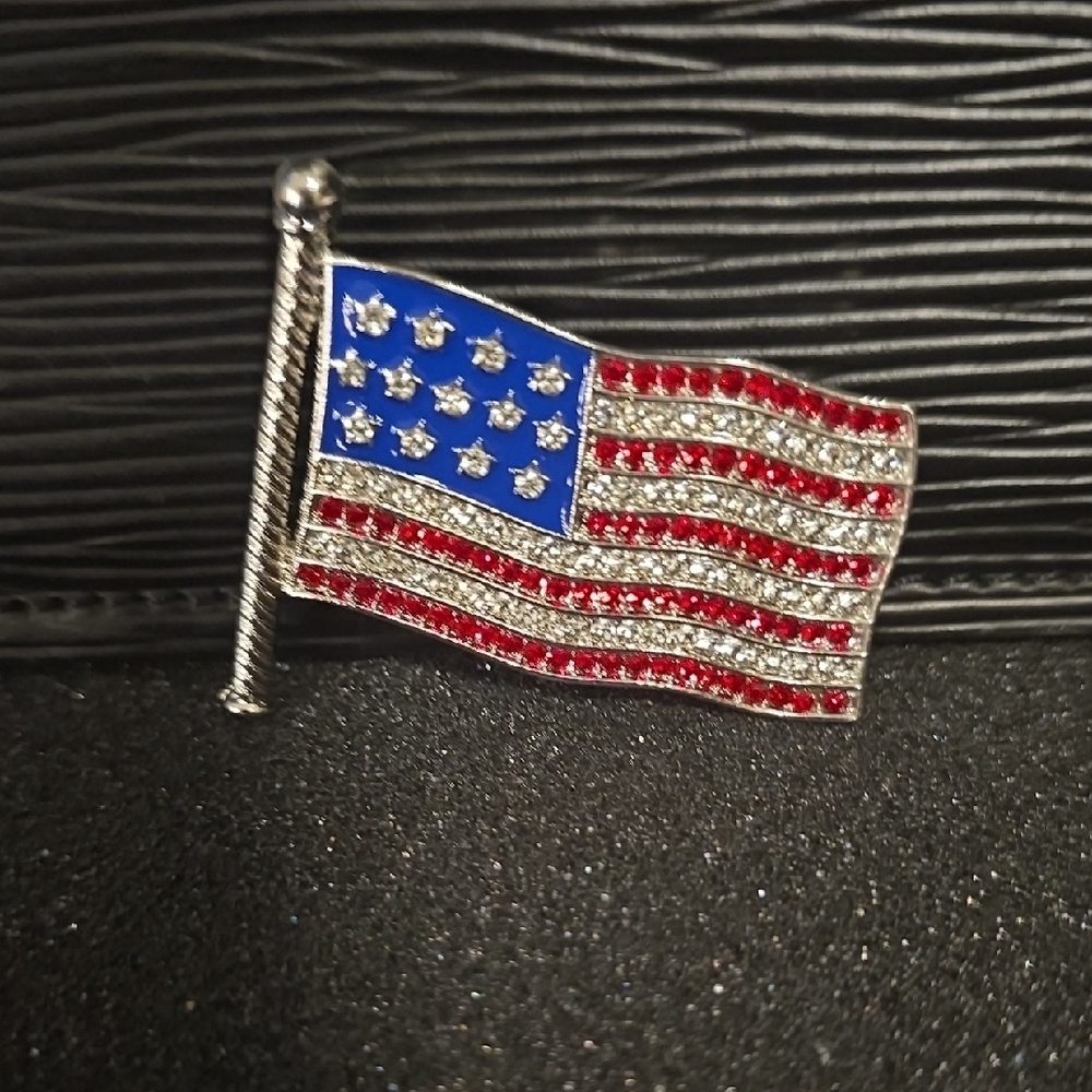 Patriotic Crystal Flag Brooch